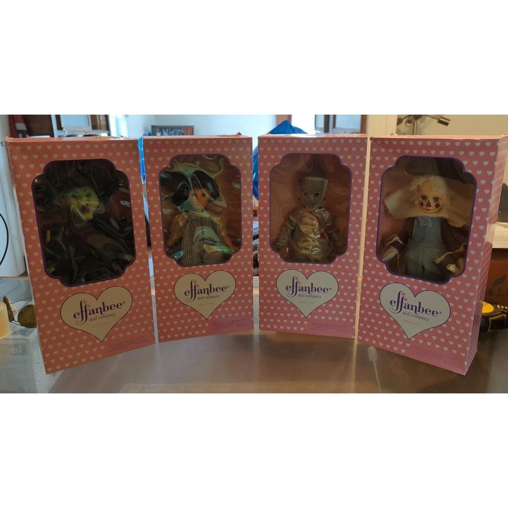 Vintage Effanbee Dorothy, Wicked Witch, Tinman, & Scarecrow Wizard of Oz Dolls